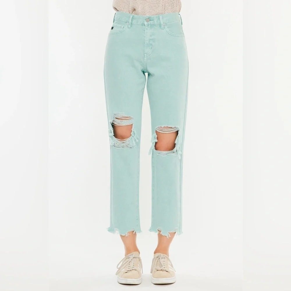 NEW KANCAN high rise mom jeans in seafoam - Picture 2 of 11
